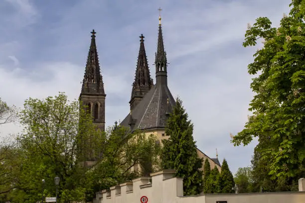 View of the Saint Peter and Paul Cathedral in the district Vysehrad in Prague, Czech Republic
