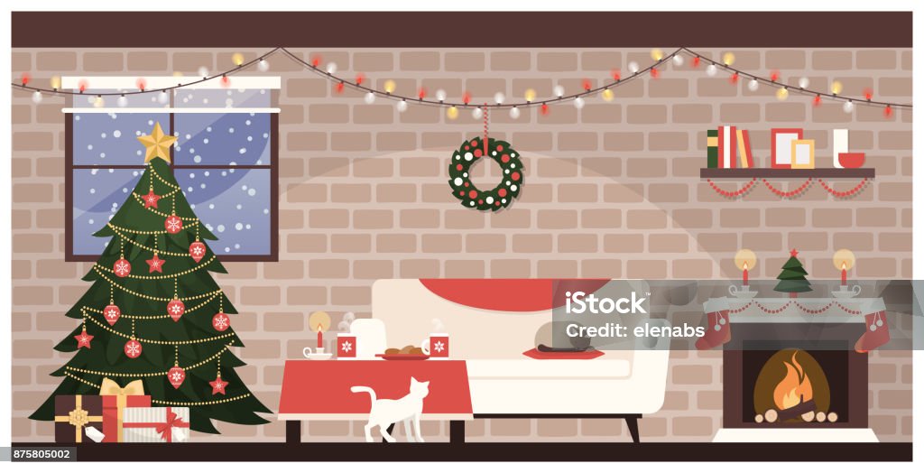 Christmas home interior - Royalty-free Natal arte vetorial