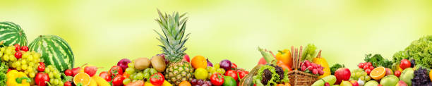 istock Panoramic wide collection fruits and vegetables 875830006