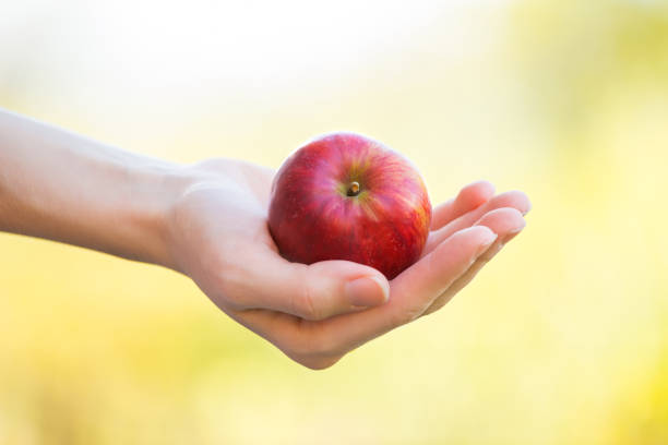 Hand of a woman with an apple