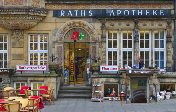 Bremen, Germany - November 7th, 2017 - Historic pharmacy in the city center of Bremen stock photo