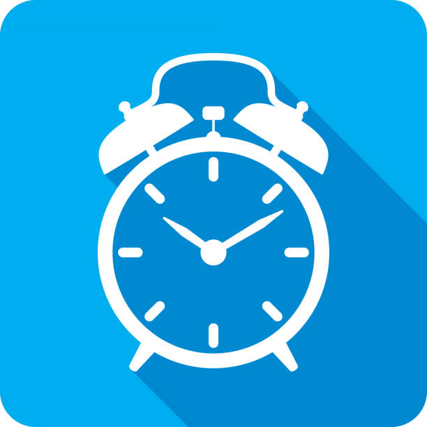 ilustraciones, imágenes clip art, dibujos animados e iconos de stock de reloj despertador icono silueta - number alarm clock clock hand old fashioned