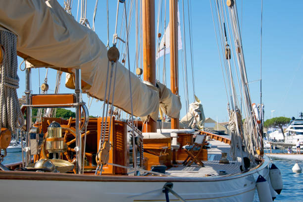 istock Detail from a luxury sail boat made from wood 875854108