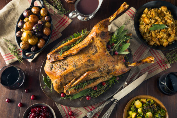istock Homemade Festive Roasted Christmas Goose 875863836