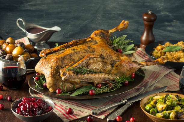 istock Homemade Festive Roasted Christmas Goose 875863898