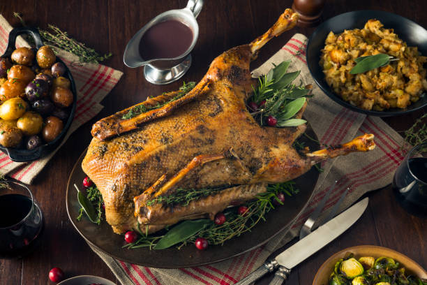 istock Homemade Festive Roasted Christmas Goose 875863976