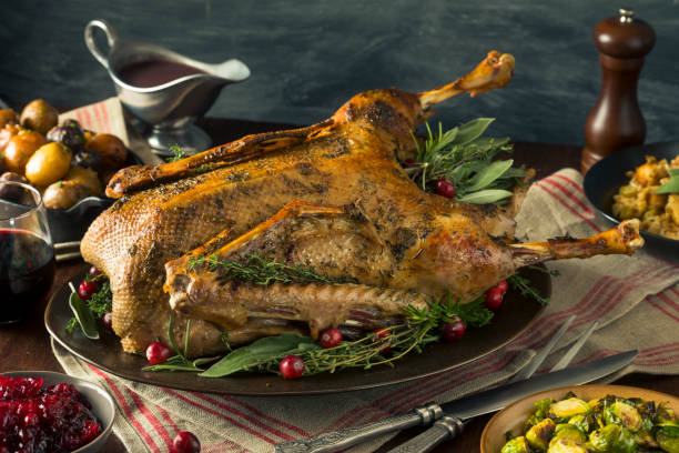 istock Homemade Festive Roasted Christmas Goose 875866272