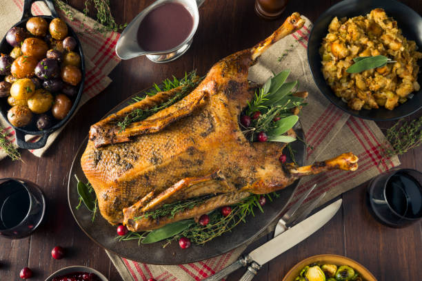 istock Homemade Festive Roasted Christmas Goose 875866500