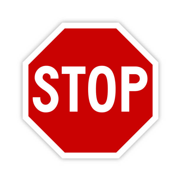 stop-schild-symbol mit schatten - vektor - stoppschild stock-grafiken, -clipart, -cartoons und -symbole