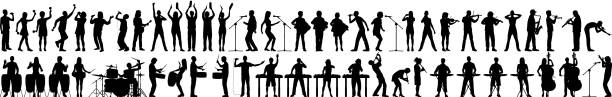 Highly Detailed Musician Silhouettes Highly detailed musician silhouettes. microphone silhouettes stock illustrations