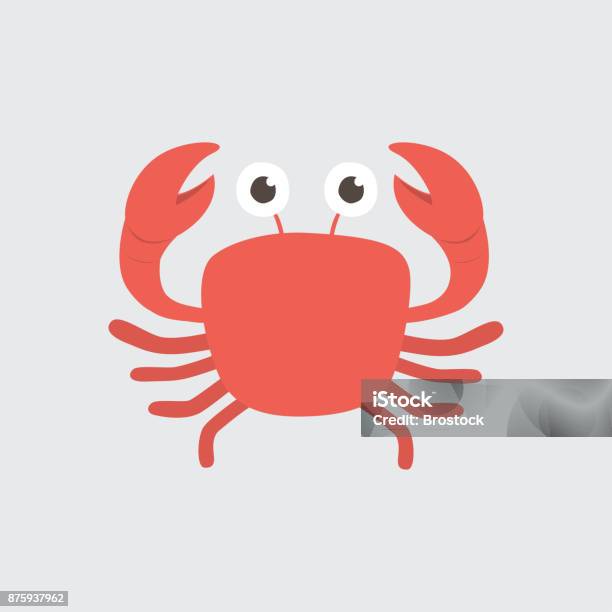 Funny Cartoon Crab On White Background Stock Illustration - Download Image Now - Crab, Illustration, Cartoon