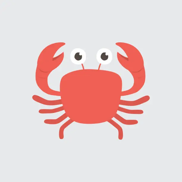 Vector illustration of Funny cartoon crab on white background