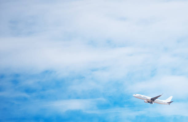 istock Plane in the sky. Place for your text. 875945028