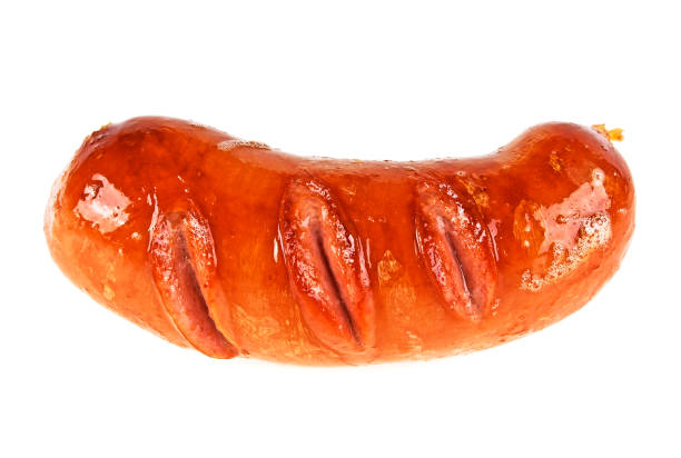 istock Grilled barbecue sausage isolated on a white background 875947270