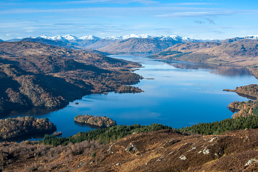 Loch Katrine from Ben Aâan in Trossachs Scottish Highlands