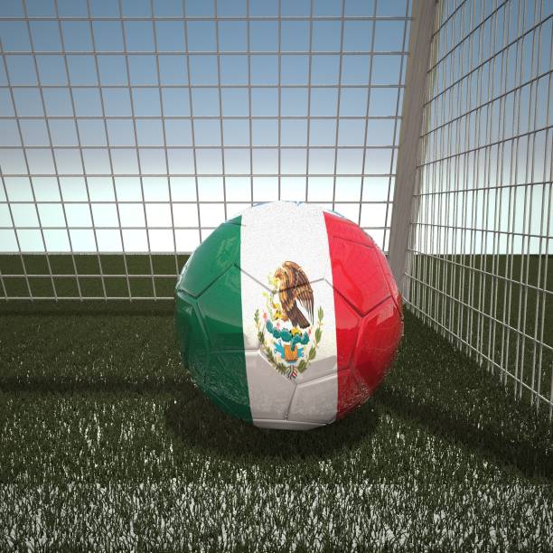 voetbal met de vlag van mexico - italienische fußballnationalmannschaft stockfoto's en -beelden