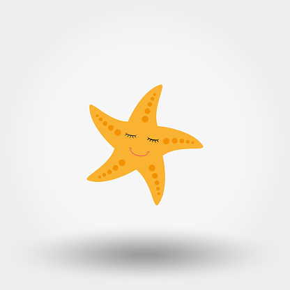 Sleeping smiling starfish. Icon for web and mobile application. Vector illustration on a white background. Flat design style