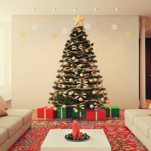 istock Christmas theme decorated apartment interior 875974204
