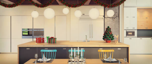 istock Christmas theme decorated apartment interior 875974240