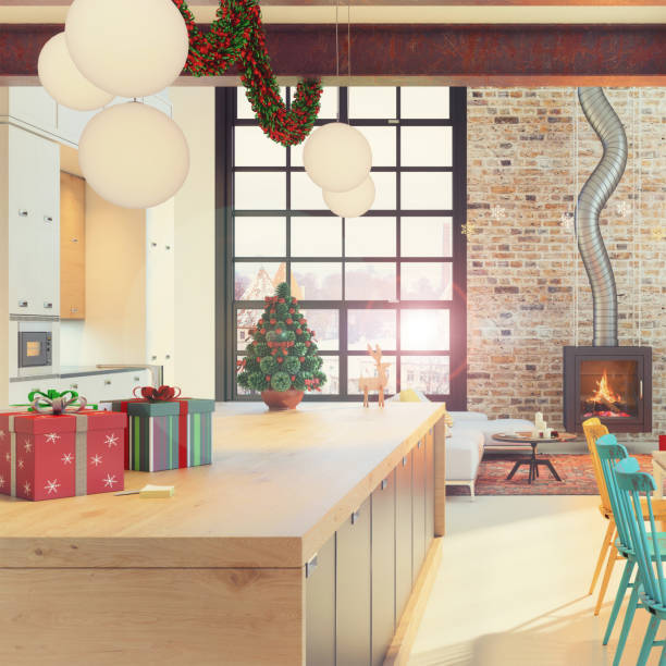 istock Christmas theme decorated apartment interior 875974246