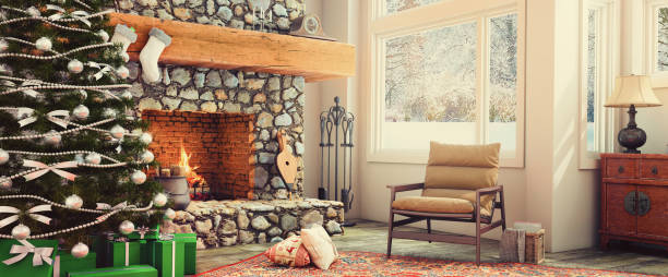 istock Christmas theme decorated apartment interior 875974282