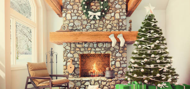 Christmas theme decorated apartment interior