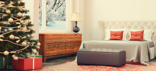 istock Christmas theme decorated apartment interior 875974298