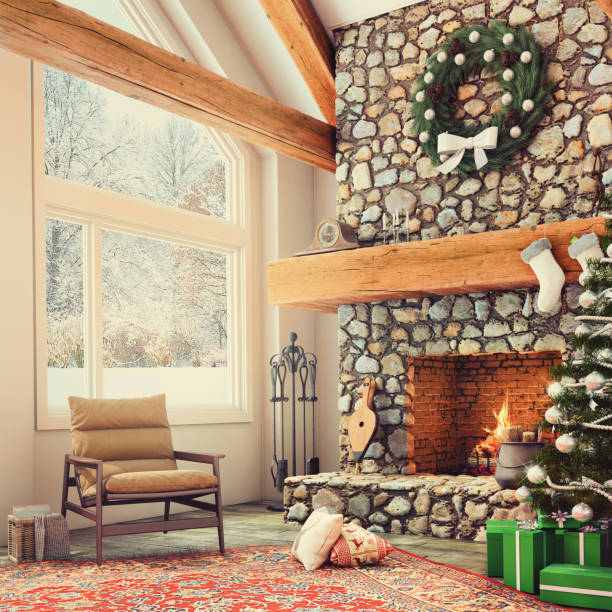 istock Christmas theme decorated apartment interior 875974304