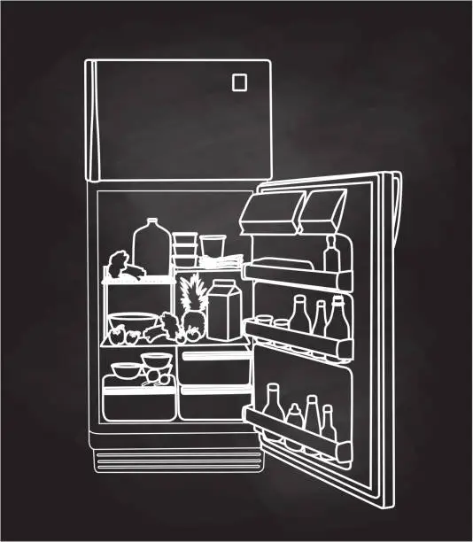 Vector illustration of Fridge Full Of Food