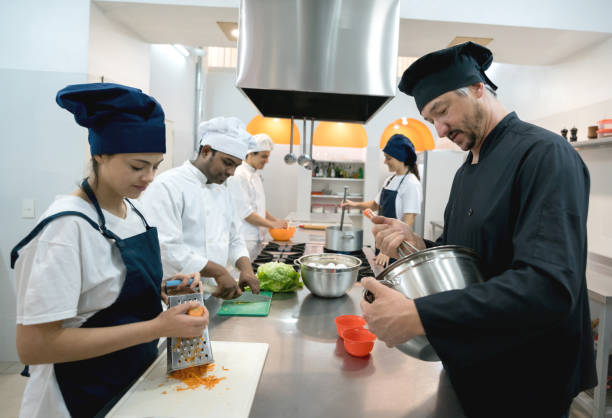 istock Multi ethnic staff at the kitchen preparing meals to serve 875992110