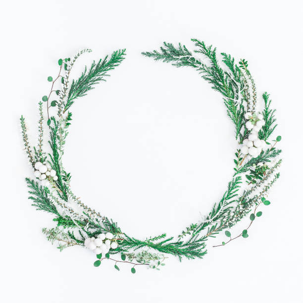 istock Christmas Winter wreath. Flat lay, top view, copy space, square 875996538