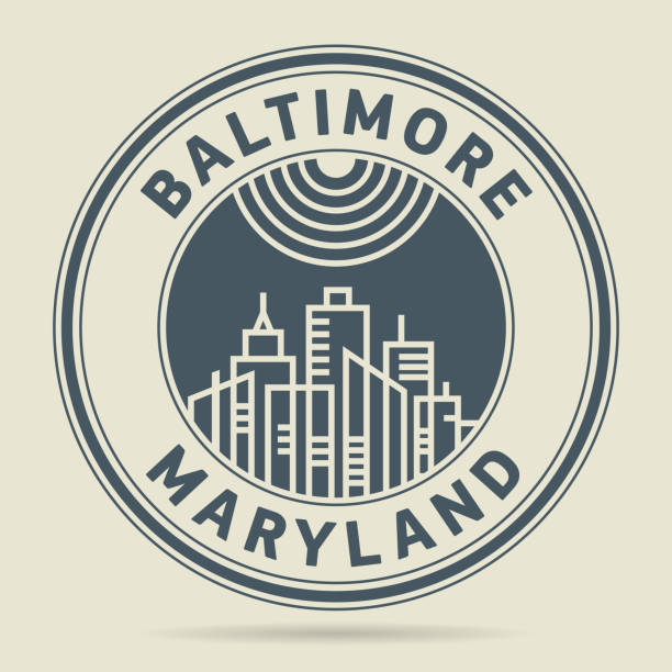 Stamp or label with text Baltimore, Maryland Stamp or label with text Baltimore, Maryland written inside, vector illustration watermark ideas stock illustrations
