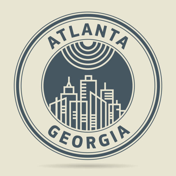 Stamp or label with text Atlanta, Georgia Stamp or label with text Atlanta, Georgia written inside, vector illustration watermark ideas stock illustrations