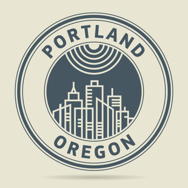 Stamp or label with text Portland, Oregon Stamp or label with text Portland, Oregon written inside, vector illustration watermark ideas stock illustrations
