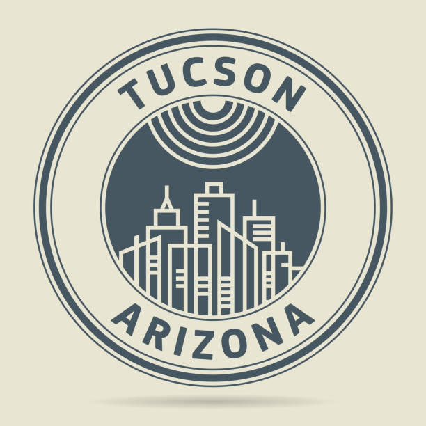 Stamp or label with text Tucson, Arizona Stamp or label with text Tucson, Arizona written inside, vector illustration watermark ideas stock illustrations