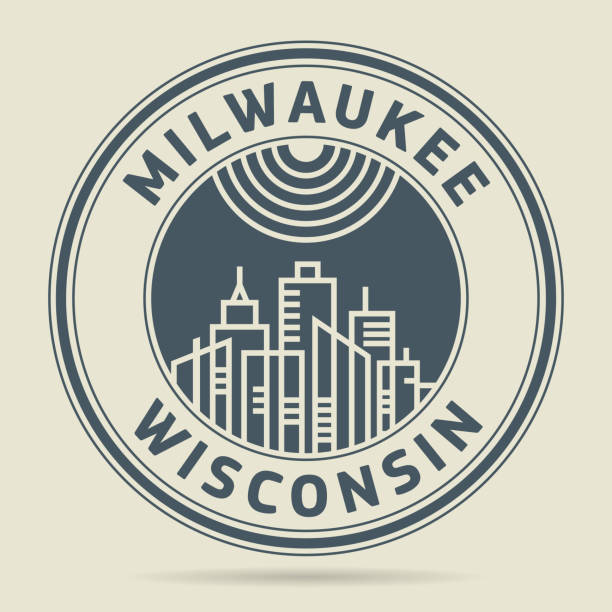 Stamp or label with text Milwaukee, Wisconsin Stamp or label with text Milwaukee, Wisconsin written inside, vector illustration watermark ideas stock illustrations
