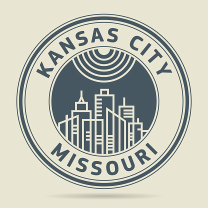 Stamp or label with text Kansas City, Missouri written inside, vector illustration