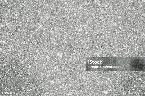 Glittery Background Bright Shiny Silver Color Stock Photo - Download Image Now - Glittering, Glitter, Silver - Metal