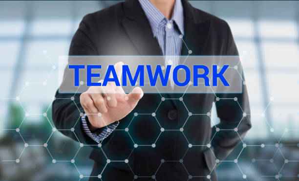 istock Businessman hand pressing button teamwork. sign on virtual screen. business concept. 876003930