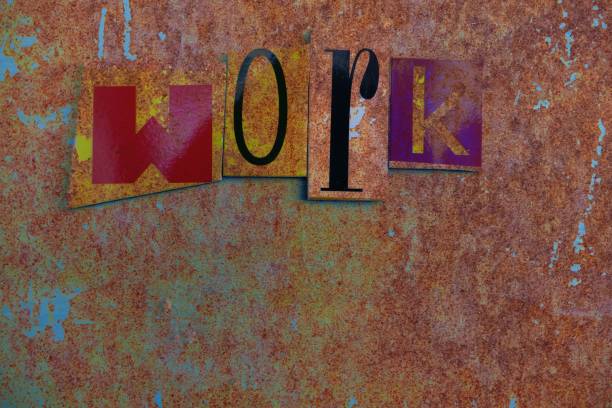 istock Colorful word work lying on a  rusty grunge iron background 876004892