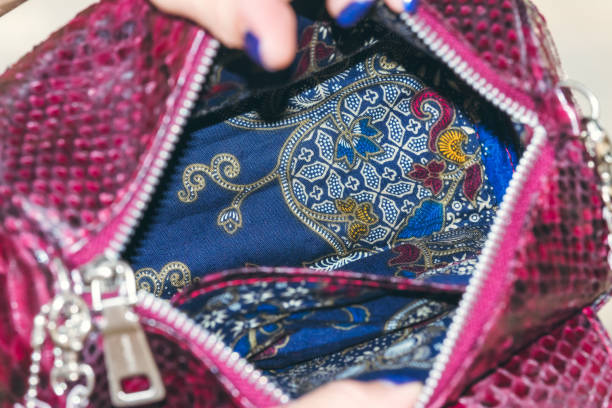 istock Closeup attractive beautiful woman with snakeskin python handbag posing outdoors. Bali island 876013972