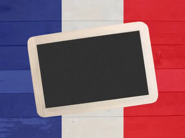 Photo of French school  Slate on french flag