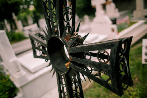 Graves, statues and crypts in an old cemetery
