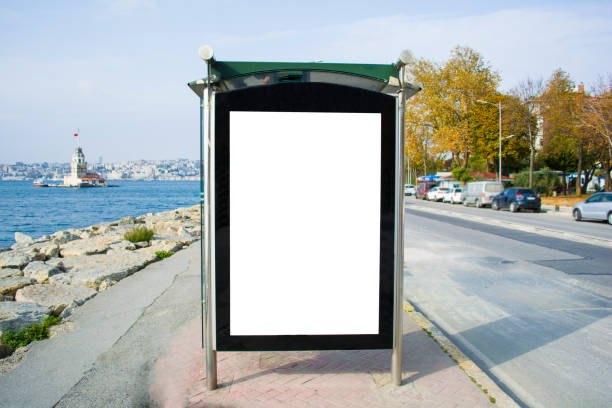 istock blank billboard for advertisement in a bus stop at the street in istanbul bosphorus on background maiden's tower 876015588