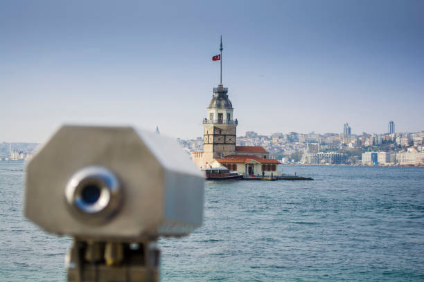 istock watching binoculars with Istanbul view and maiden's tower 876016008