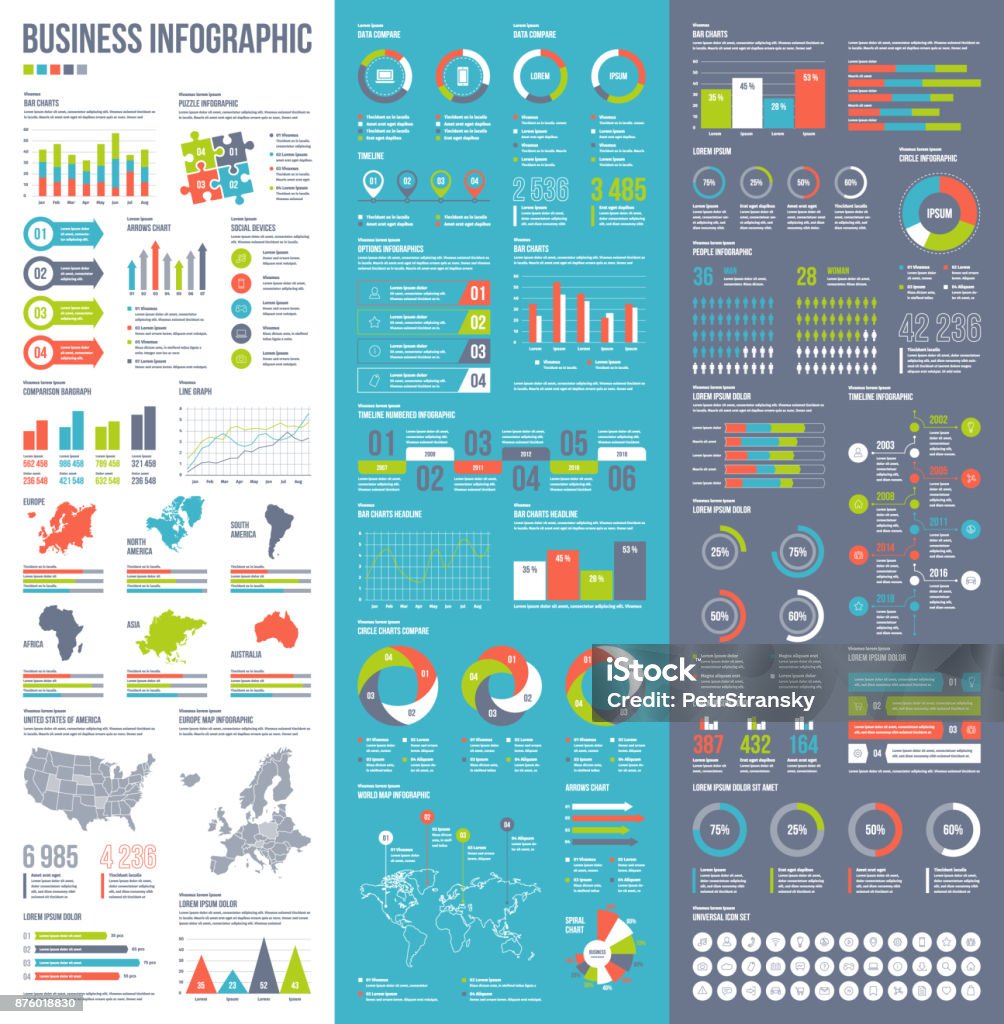 Infographic vector elements for business illustration in flat style. - Royalty-free Infográfico arte vetorial