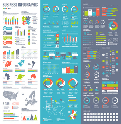 Set of vector business infographic elements for printed documents, website or presentation slides.