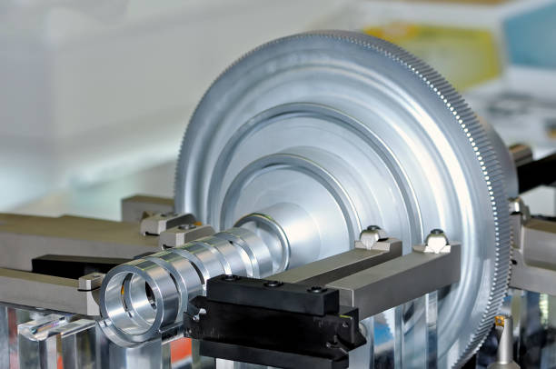 istock The metal part is machined on the lathe 876019128