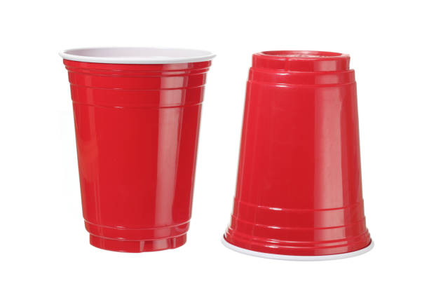 Plastic Cups Plastic Cups on White Background disposable cup stock pictures, royalty-free photos & images