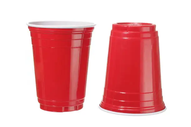 Plastic Cups on White Background